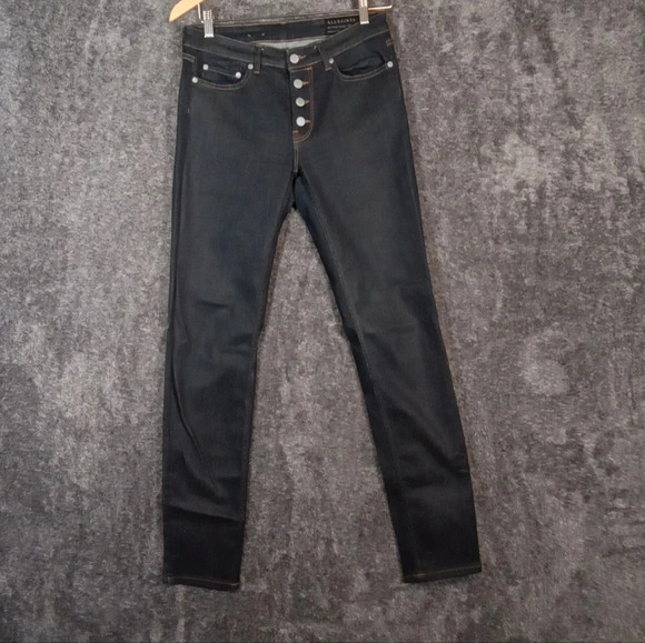 Allsaints women's button most skinny button exposed stretch jeans size 28 - Picture 2 of 7